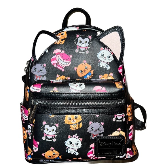 Disney Parks Loungefly Cats Backpack with Ears Cheshire Marie Extremely Rare NWT - Picture 1 of 7
